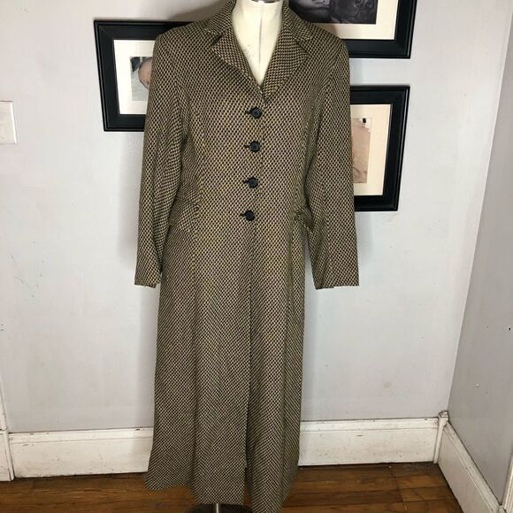 Vintage Pat McDonagh Tweed Wool Women’s Long Dress Coat 8 Medium - Picture 3 of 14